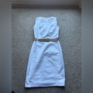 Calvin Klein White Dress with Tan Belt